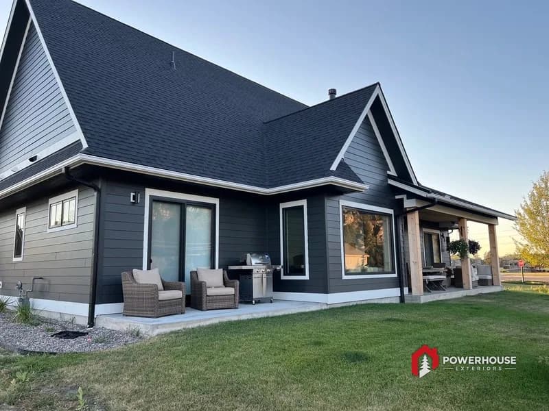 Covered patio elevation of the completed custom craftsman roof