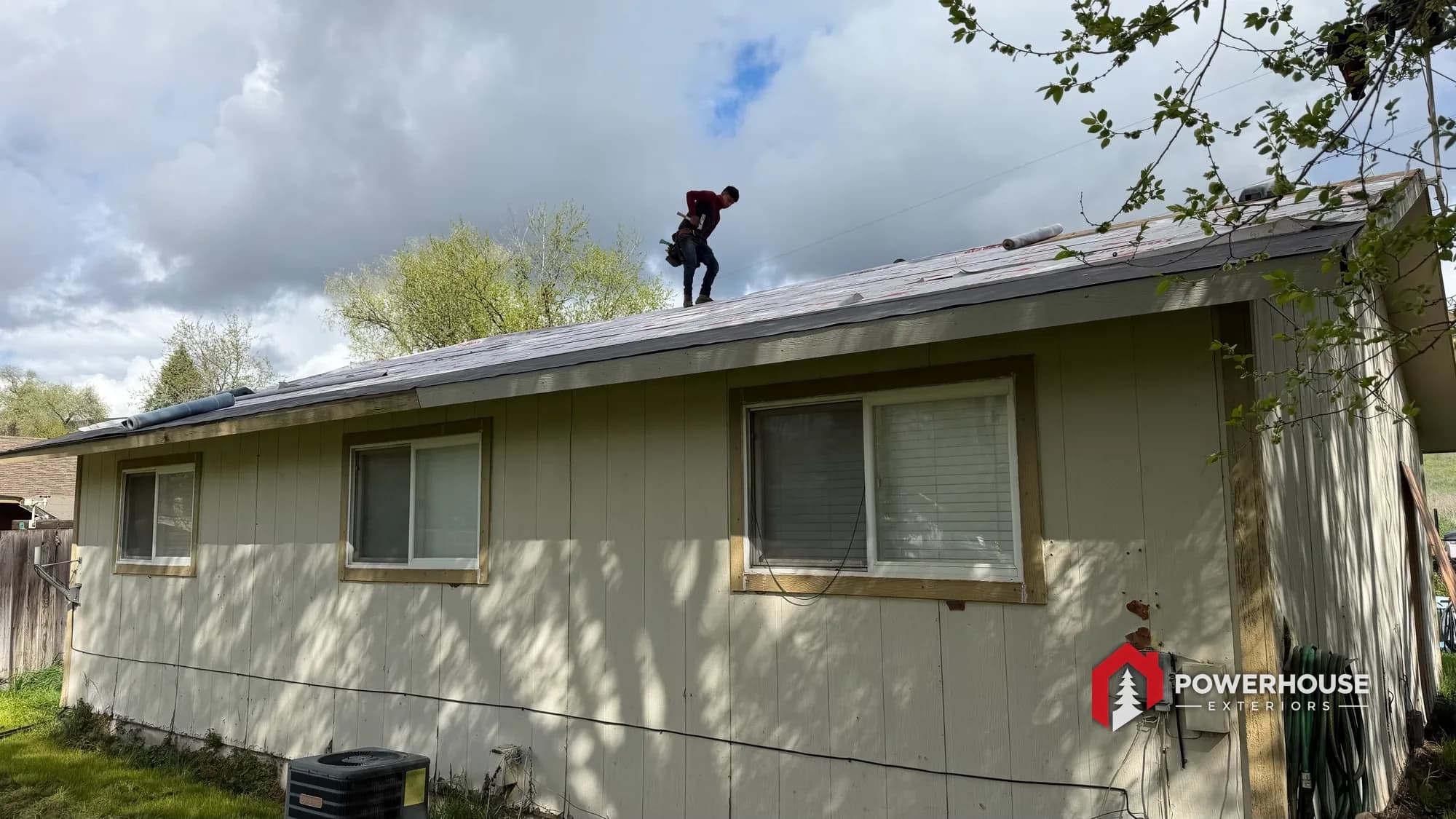 Underlayment installed across the rear roof slope of a Boise foothills home