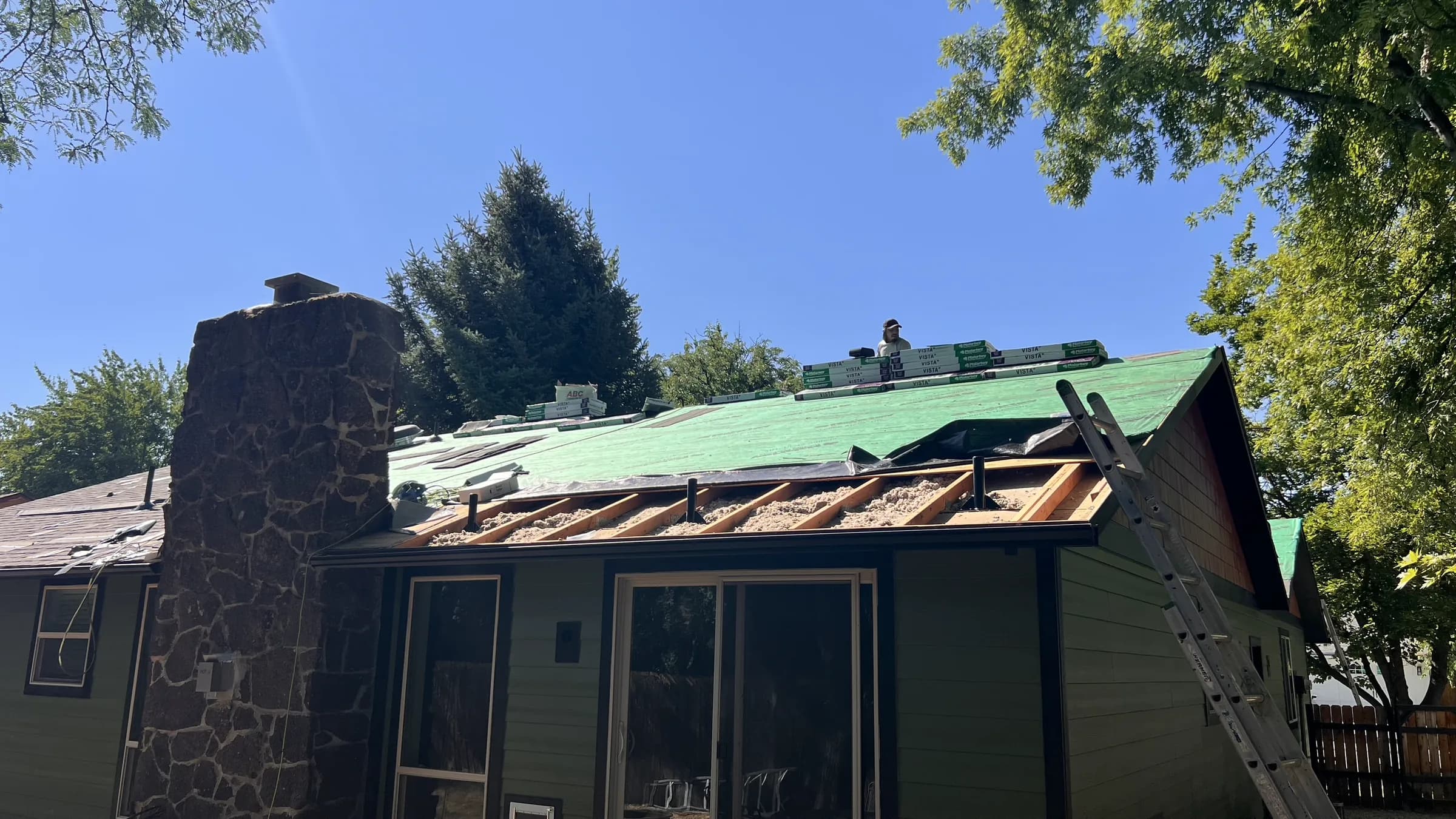 Boise residential roof replacement during tear-off and deck preparation