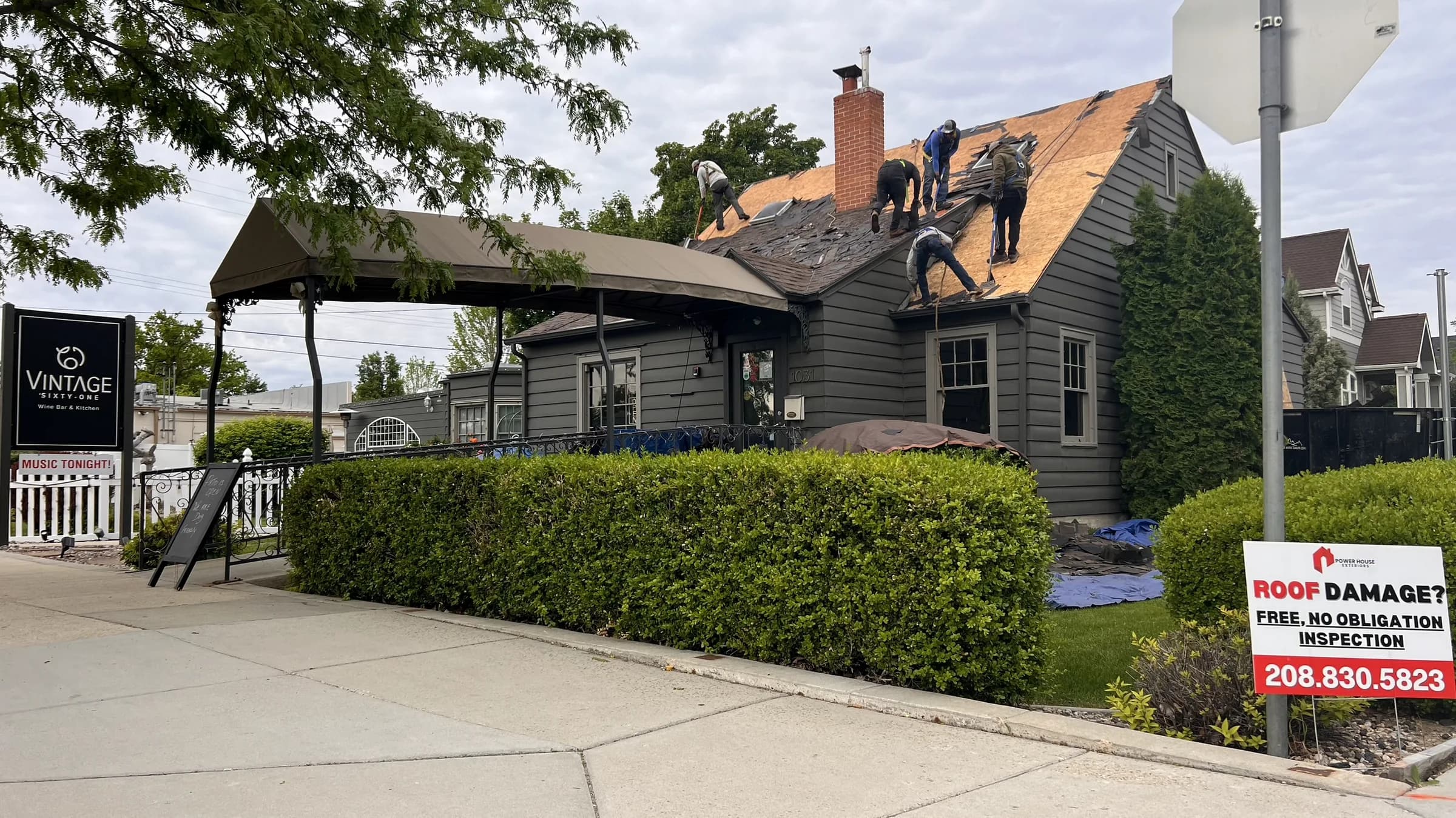Vintage 61 Wine Bar and Kitchen during its commercial roof replacement in Meridian Idaho
