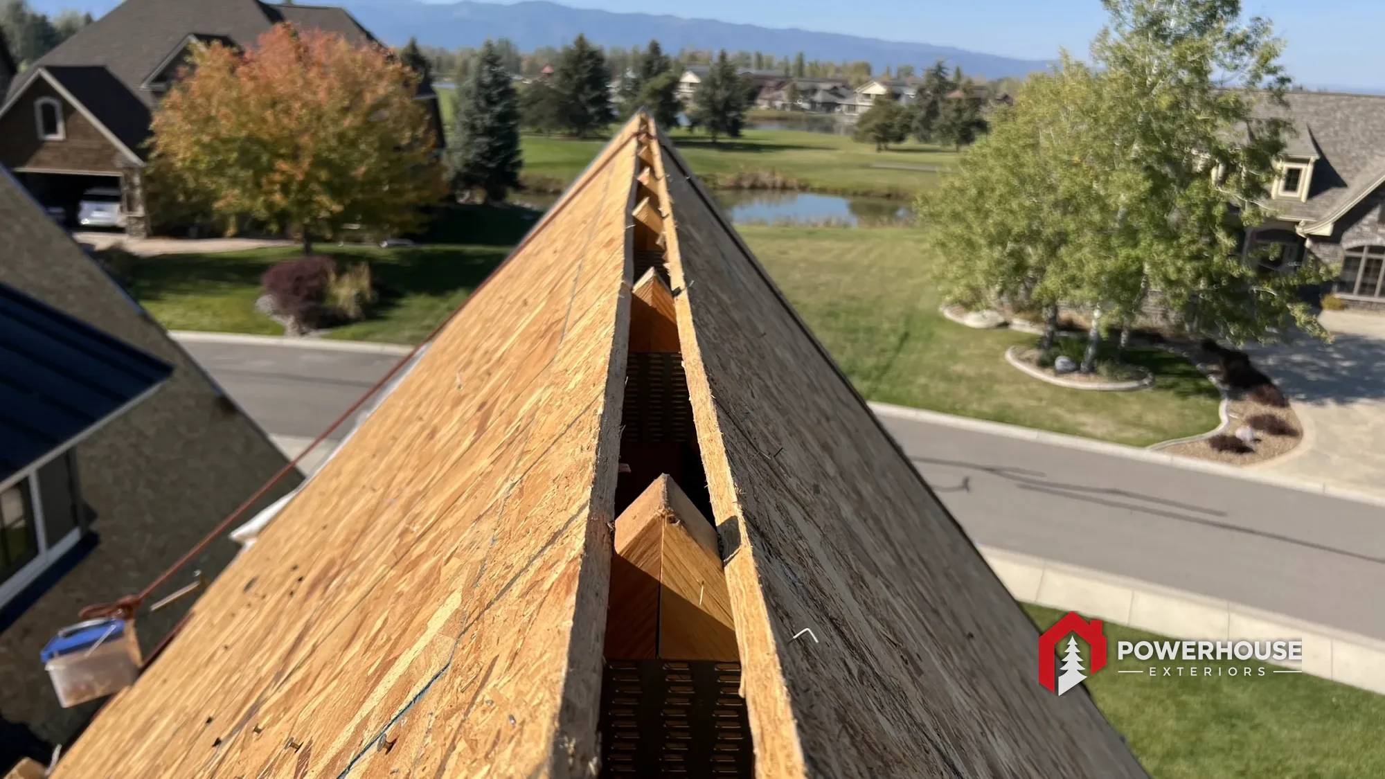 New roof decking and shingle installation on a Treasure Valley home by PowerHouse Exteriors.